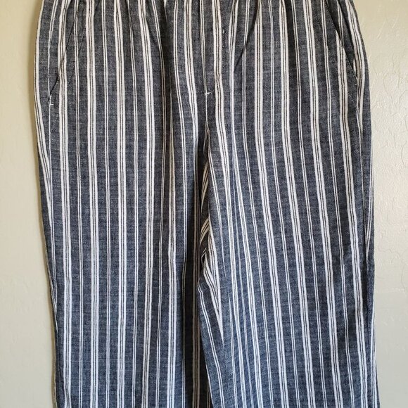 Old Navy Linen Blend High-Rise Wide Leg Pants Striped Size Large Beachy Coastal - Picture 4 of 10